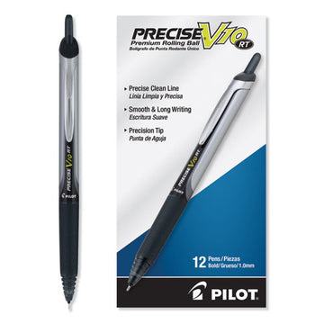 Pilot® Precise V10rt Roller Ball Pen, Retractable, Bold 1 Mm, Black Ink, Black Barrel, Dozen freeshipping - TVN Wholesale